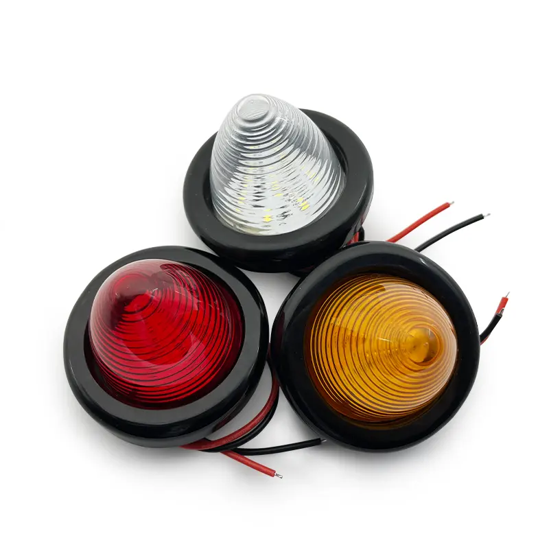 Lampu LED 12 v-24 V 7LED 1.4W 2 inci, lampu sein sisi bulat untuk truk dan Trailer, lampu merah/Amber/putih