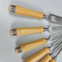 Ensemble de ciseaux à bois allemands robustes en acier CR-V, 6 pièces, ciseaux plats pour le travail du bois, manche en bois, ciseaux à bois avec sac en toile
