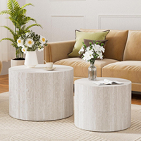 MEUBLES JIAMEIJIA |   Collection de tables basses et d'appoint rondes effet travertin