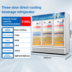 Commercial Upright Display Refrigerator Glass Door Beverage Cooler Large Capacity <strong>Fridge</strong> For Supermarket Store - Product Image 6