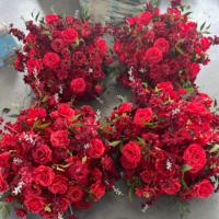 J-FB141 Vente en gros de boules de fleurs artificielles, centre de table en fleurs de soie rouges, boule de fleurs de 70 cm, décoration de table de mariage