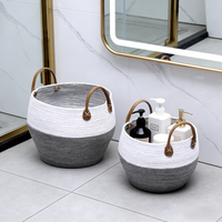 Panier de rangement en papier YC, tressé à la main, décoration moderne pour la maison, grand format, écologique, avec poignée, multifonction, XXL, ovale, haut