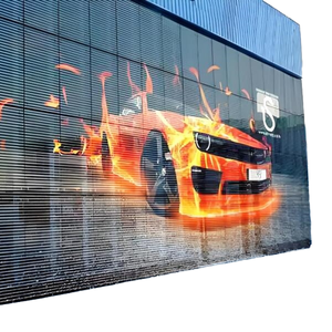 Bảng điều khiển lưới tản nhiệt P10 trong suốt 75%-Trọng lượng nhẹ chống gió cho mặt tiền phương tiện tường kính, màn hình LED trong suốt - Product Image 1