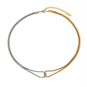 สร้อยคอแฟชั่นสแตนเลสสตีล 316L กันน้ำ ไม่หมอง ชุบทอง 14k 18k สองสี สำหรับผู้หญิง - Product Image 5