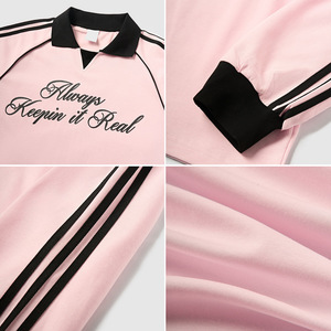 Fabricant de maillot rétro américain vierge tenue unie col rond personnalisé unisexe sportif chic à manches longues t-shirt en coton - Product Image 4