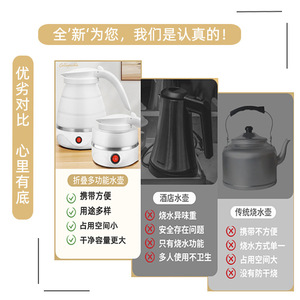 Foldable Electric Kettle 1L Portable Silicone Travel Water Boiler With Auto Shut Off And Boil Dry Protection - Product Image 3