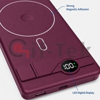 Casing Pengisian Daya Nirkabel Merah Ceri Tua Model Baru Generasi ke-18 Tiga-dalam-Satu 10000mAh Pengisian Cepat Magnetik Aluminium Ultra-Tipis