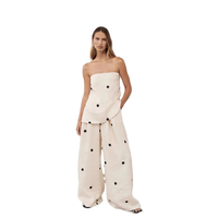 Ensemble décontracté tendance à pois avec débardeur et pantalon taille haute à jambes larges pour usage quotidien