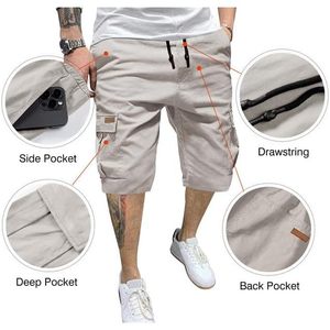 2025 hommes décontracté coton sergé Cargo Shorts 5 pouces entrejambe genou-longueur 2-en-1 Logos plaine teint basket-ball Compression Shorts - Product Image 2