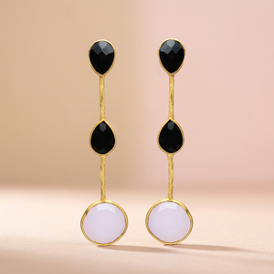 Boucles d'oreilles pendantes en argent plaqué or faites à la main avec quartz, style ethnique, pour fiançailles et soirées, mode bohème - Product Image 3