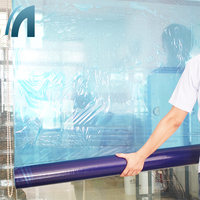 Film de protection PE transparent souple auto-adhésif bleu, résistant à l'humidité, pour fenêtre, prix direct usine