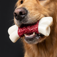 Jouet pour chien en caoutchouc naturel personnalisé, durable, pour l'intérieur, avec son couineur, en forme d'os, résistant, pour grands chiens