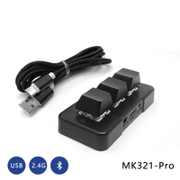 Teclado Mecánico Mini MK321PRO con Cable 2.4G BT, Sensor para PC, USB Personalizado, 3 Teclas, Programación de Macros para Juegos, Contraseña de Una Tecla