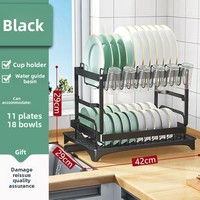 NFS Égouttoir à Vaisselle Double Niveau Neuf en Acier Carbone, Rangement de Cuisine sur Comptoir, Support d'Égouttage pour Bols et Baguettes, Export
