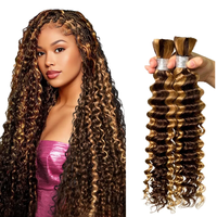 Vente en gros tresses Boho Curl en vrac cheveux humains pour le tressage sans trame vague profonde brut en vrac Boho cheveux humains tressage extension de cheveux