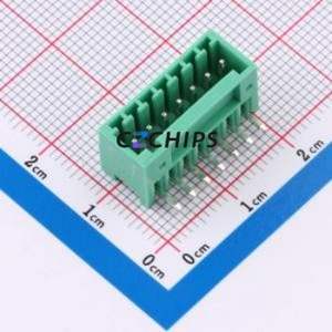 MX2EDGR-2.5-07P-GN01-Cu-A Plug-in Terminal Block Bent Lead Through Hole,P=2.5mm Board-to-Board / Socket Closed 1x7P 2.5mm Green - Product Image 1