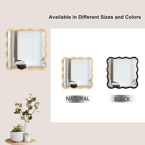 Solid Wood Wavy <b>Square</b> <b>Mirror</b> Natural Wood 36 X 36 Modern Wall Decor For Bathroom Bedroom Living Room Dining Room - Product Image 6