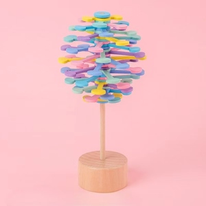 Jouet de décompression créatif Montessori, sucette tournante, jouet éducatif précoce, sucettes tournantes en bois colorées, jeux unisexes pour filles - Product Image 5