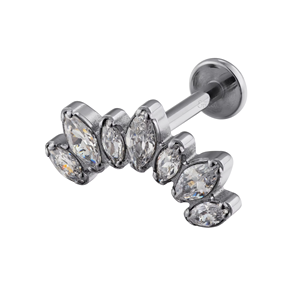 Eternal Meterl – Piercing Labret en titane, 7 pierres marquise filetées à l'intérieur, piercing corporel, bijoux - Product Image 4
