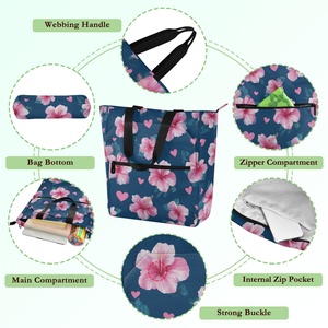 New Arrival Custom Hawaii Tropical Flower Book Bag Fashion Shoulder Bags Large Capacity Handbag for Book Class <b>Knapsack</b> - Product Image 3