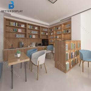 <span class=keywords><strong>Vitrine</strong></span> murale en bois de haute qualité personnalisée pour librairie, <span class=keywords><strong>vitrine</strong></span> de bibliothèque, meubles de librairie, étagères de librairie, comptoir d'exposition de vente au détail - Product Image 5