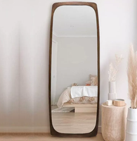 Miroir sur pied pleine longueur en bois de noyer, forme ovale, coins arrondis, miroir décoratif inclinable pour chambre et salon