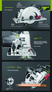 Sierra Circular Eléctrica WU533.9, Llave Inglesa Eléctrica, Sierra de Empuje Manual, Máquina de Corte para Trabajos en Madera, Herramienta sin Accesorios - Product Image 5
