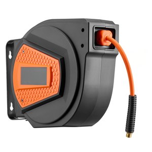 Carrete retráctil para manguera de aire híbrida de <span class=keywords><strong>1</strong></span>/4 pulgada <span class=keywords><strong>x</strong></span> 50 pies, manguera de aire para compresor con capacidad máxima de 300 PSI, enrollamiento automático con cable de 6.6 pies - Product Image 1