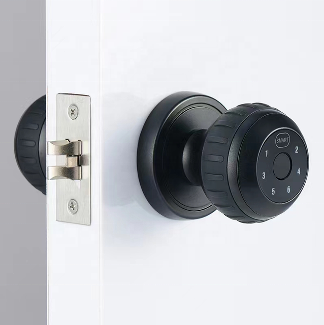 Smart Fingerprint Single Latch Bolt Wood Door Digital Ball Knob Lock