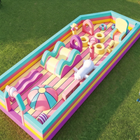 Château Gonflable Rose Princesse, Fusée Spatiale, Ville Amusante Gonflable Commerciale, Toboggan Gonflable, Parcours d'Obstacles, Aire de Jeux Extérieure pour Enfants