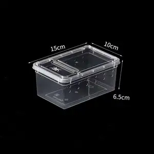 15*10 * 6.5cmプラスチック透明/黒ヘビ給餌ケージ爬虫類繁殖箱昆虫