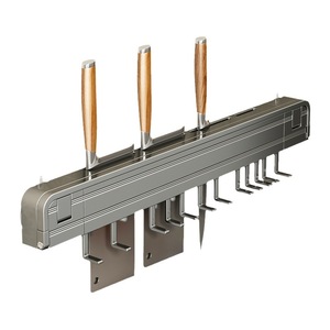 Support mural multifonction pour couteaux, gris anthracite, avec étagères à épices pour usage domestique - Product Image 1