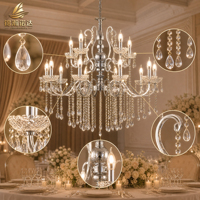 Lustre en cristal acrylique de qualité supérieure, 15 lumières, éclairage pour événements de mariage, décoration de plafond pour salle de banquet
