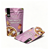 Sachet d'emballage refermable personnalisé en aluminium avec fermeture éclair pour céréales et flocons d'avoine, de qualité alimentaire