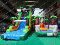 Parcours d'obstacles gonflable double pour enfants, château gonflable extérieur décoratif, petite machine distributrice, jeu de carnaval, fosse à mousse