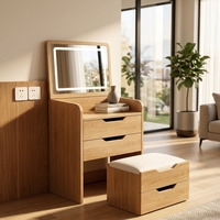 Coiffeuse pour petites chambres : Miroir rabattable minimaliste et coffre de rangement tout-en-un, table de maquillage de luxe léger