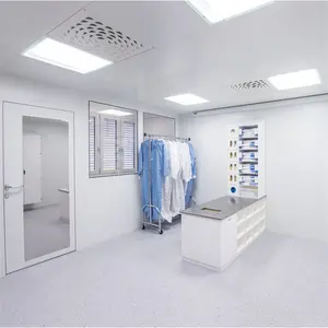 Модульная система для лабораторных лабораторий, медицинский модульный кабинет, Gmp, чистый Iso 8, класс для медицинских 100/10000/100000, настенный модульный