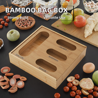 Nouveaux produits 2023 : Organisateur mural en bambou pour sacs Ziplock, boîte de rangement pour sacs alimentaires pour tiroir de cuisine
