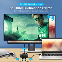 Commutateur bidirectionnel HDMI 8K, 2 entrées, 1 sortie et 1 entrée, 2 sorties compatibles avec Firestick, Xbox PS4 Roku HDTV et plus encore