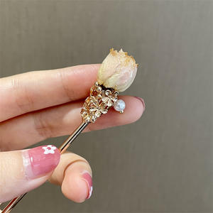 Bâtonnet à <span class=keywords><strong>cheveux</strong></span> vintage chinois en métal avec <span class=keywords><strong>strass</strong></span> pour femme, épingle à <span class=keywords><strong>cheveux</strong></span>, bijou, accessoire de coiffure - Product Image 5