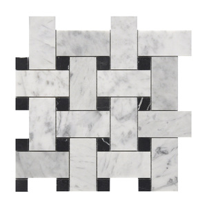 Mosaico <span class=keywords><strong>de</strong></span> Mármol Negro para Decoración <span class=keywords><strong>de</strong></span> Paredes, <span class=keywords><strong>Parquet</strong></span> <span class=keywords><strong>de</strong></span> Piedra Natural 305x305mm 7MM Mate Pulido, Diseño Moderno Rústico - Product Image 1
