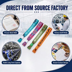 Bracelet en tissu polyester personnalisé avec logo imprimé pour événements, festivals et concerts, avec clip en plastique – Vente en gros - Product Image 4