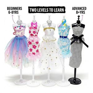 Fashion Design Studio Kit Beginners Sewing Craft Mannequin Plastic Fabric Templates Accessories <b>Tools</b> Tutorial Video Ages Eight - Product Image 2