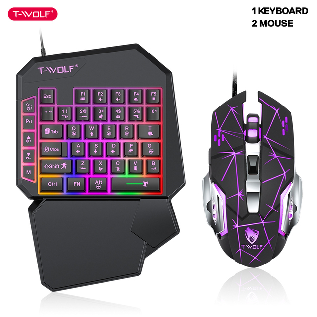 TF900 Single-handed Keyboard RGB Backlit Anti-ghosting Gaming Wired USB Keyboard Mouse Combos