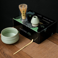 Ensemble de thé matcha en gros, 4 pièces - Couleur personnalisée - Fouet en bambou, bol en céramique, cuillère et support pour fouet - OEM accepté