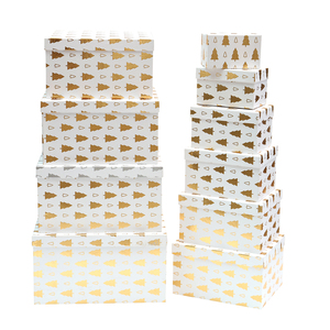 2020 New Style Paper Box with Christmas Tree Design Printing Gift Box Packaging Ten-Piece of Set Rectangular Flower Box