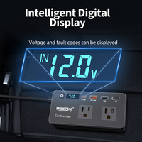 Adaptateur d'alimentation intelligent pour voiture avec écran numérique 300W, 12V 24V 110V, prise standard américaine, chargeur rapide pour voiture