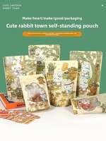Sacs de conditionnement refermables en PE pour biscuits, bonbons et snacks, motif dessin animé mignon, hermétiques et idéaux pour la pâtisserie et la portionnement alimentaire
