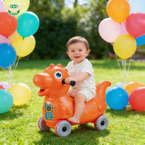 Детская машинка-каталка <span class=keywords><strong>2</strong></span>-в-1: большой мультяшный динозавр-качалка с игрушечным телефоном - Product Image 4