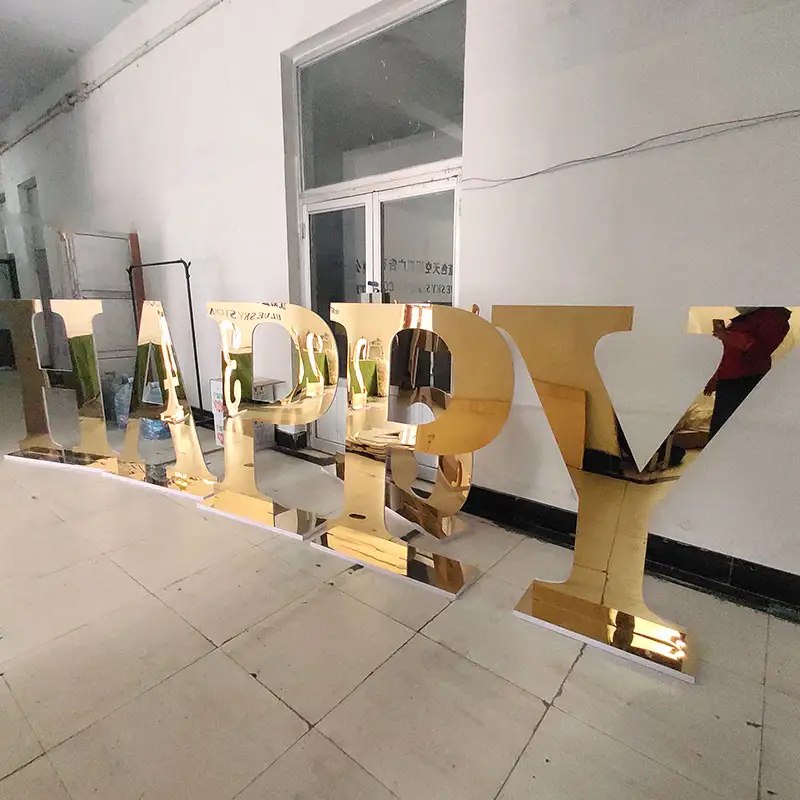 2023 Wholesale Happy Wedding Mirror 3Ft 4Ft Gold Baby Marquee Letters Decorations For Events Party Supplies